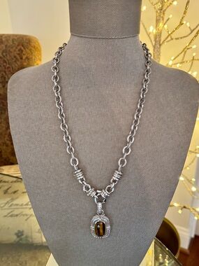 Judith Ripka Solid Silver Magnetic Necklace 17”